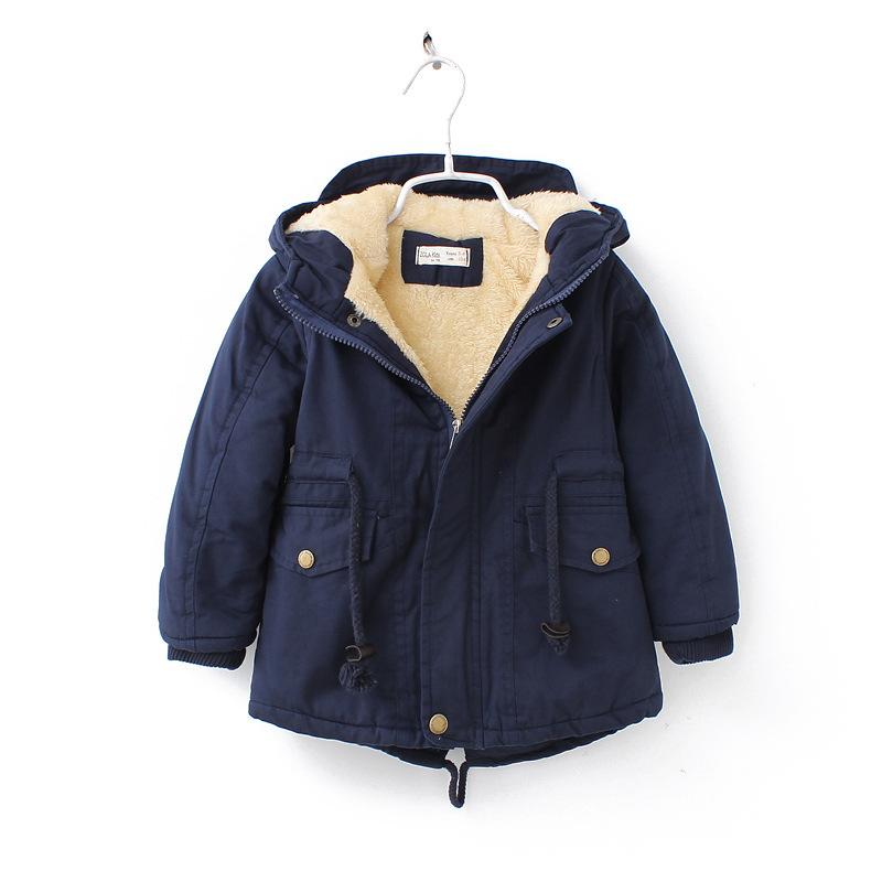 Boys and Girls Autumn and Winter Hooded and Plush Thick Jacket Children's Warm and Cold Coat