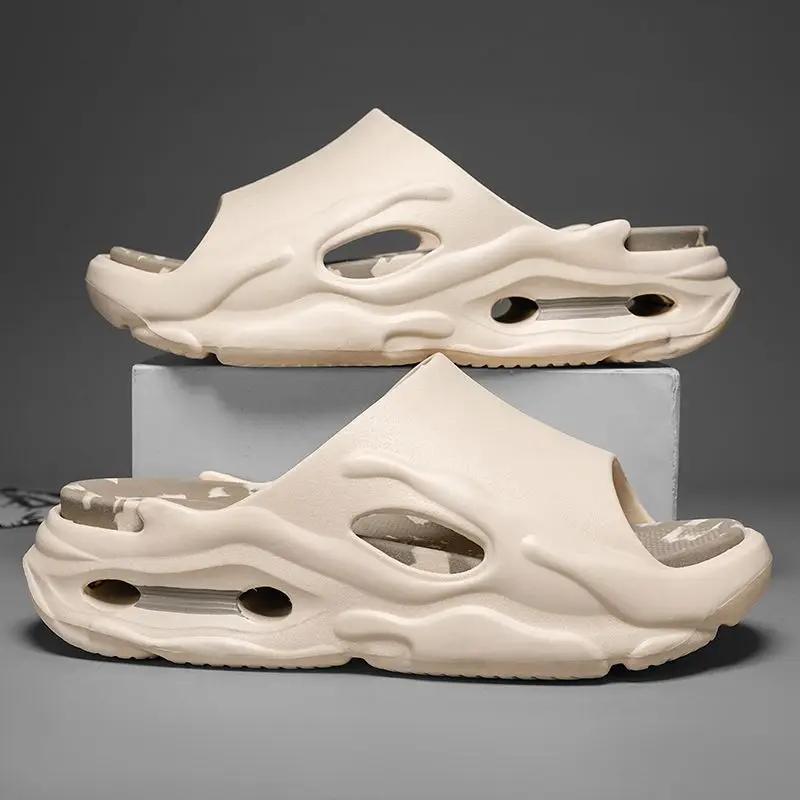 Platform Slippers for Men Shiatsu Beach Shoes Indoor House Walk Around Home Bathroom Designer Luxury Original Adult Sandals Man