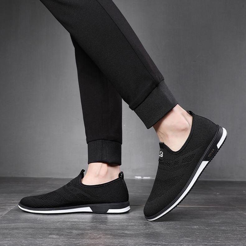 Produsent Herre flygende vevde brettsko myk såle pustende komfortable fritidssko middelaldrende og eldre fritids gåsko