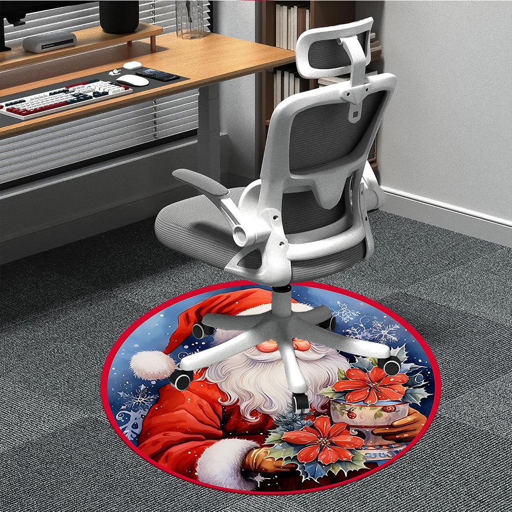 

1pc Christmas Santa Claus Chair Carpet for Office, Soft Comfortable Mat For Office, Living Room, Bedroom, Machine Washable Carpet yy251112022 80cm by 80cm