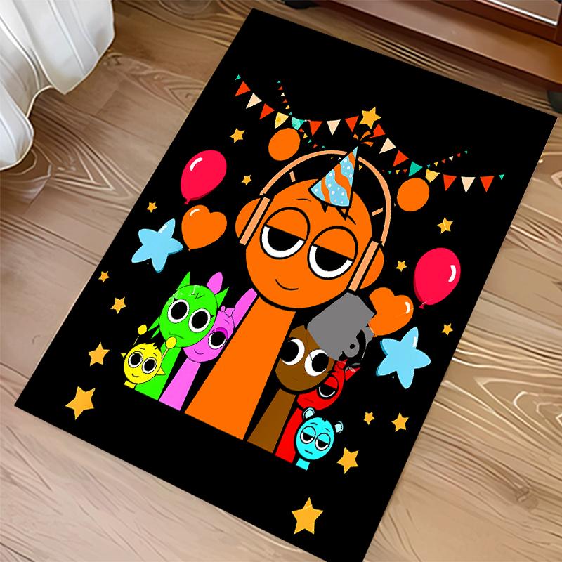 1pc Sprunki Game2 Print Area Rug - Soft, Washable Non-Slip Indoor Mat for Office Chairs, Living Room, Home Office Decorative Rug