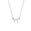 Elegant Double Layered Pendant Necklace With Pearl Bow Charm In Sterling Women Adjustable 41-50cm O-Link Chain