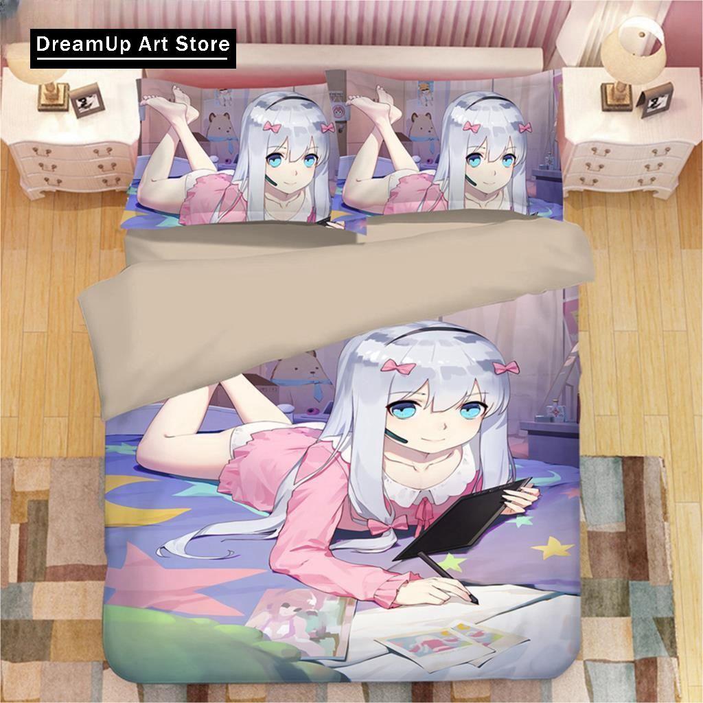 

3D Print Kawaii Izumi Sagiri Eromanga Sensei Bedding Set Boys Girls Twin Queen Full Size Duvet Cover Pillowcase Bed Set Adult Be EU Single 90x200cm