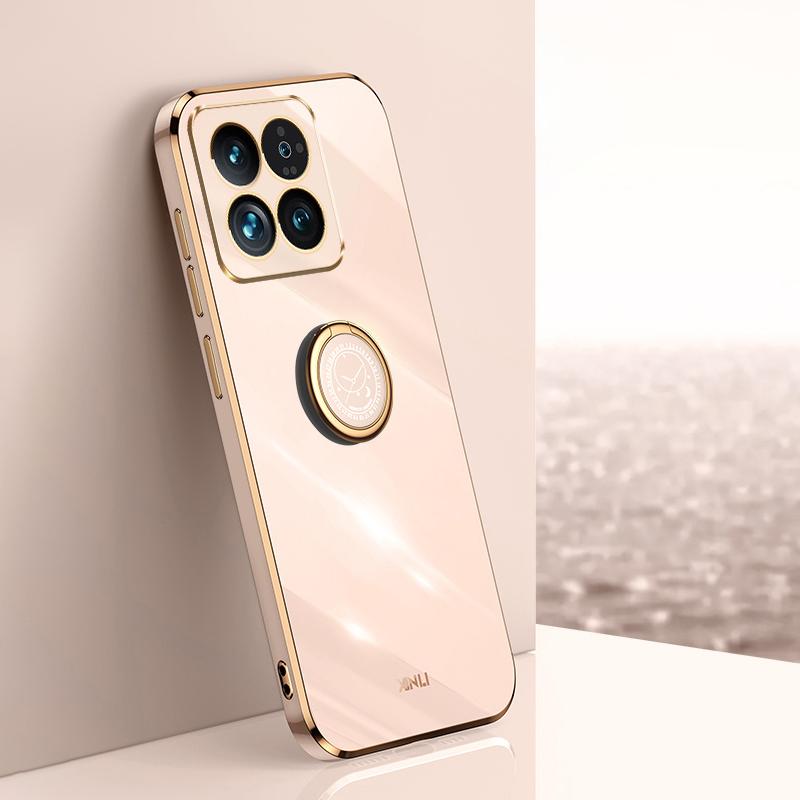 XINLI For Xiaomi 14 Pro Case Electroplated TPU Ring Kickstand Phone Cover