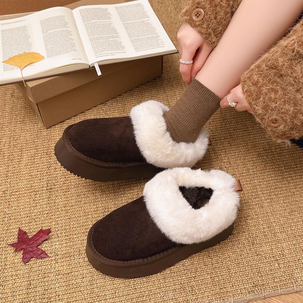 Dames myke elastiske en fotskammelhøyde økende vintervarme kalde vatterte snøstøvler sklisikre slitesterke fritids sports bomullstøfler