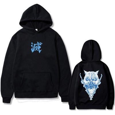 Anime Demon Slayer Hashibira Inosuke Grafik Hoodie Herren Damen Lässig Vintage Übergroß Streetwear Unisex Fleece Hoodies