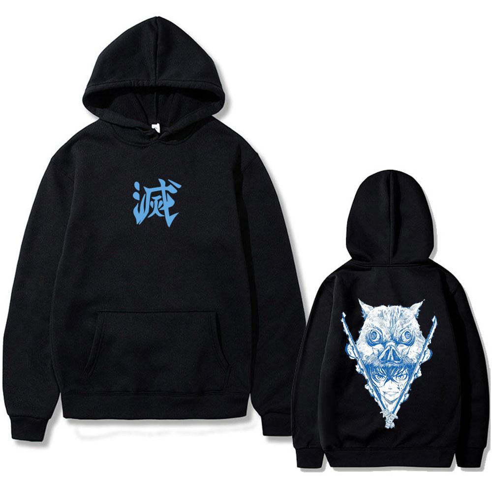 Anime Demon Slayer Hashibira Inosuke Graphic Hoodie Men Women Casual Vintage Oversized Streetwear Unisex Fleece Hoodies