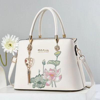 Elegant and Dignified Bag, New Chinese Style Lotus Handbag, Quality Shoulder Bag, Crossbody Bag