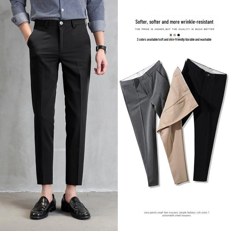 European Style Men's Slim Fit Nine-Point Casual Suit Pants