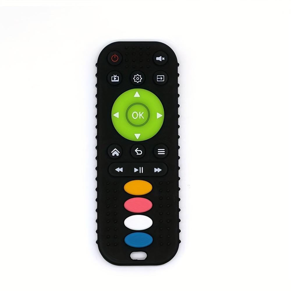 1pc Baby Remote Control Shaped Teether, Safe Silicone, Reduces Biting, Baby Teething Toy, Fun Chewing Teether Powder/Blue/Black