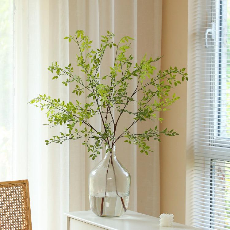 Nandina Artificial Green Plant Branch for Decor - Ideal for Living Rooms, Malls, Landscaping, Floor Ornaments, and Photography Props.