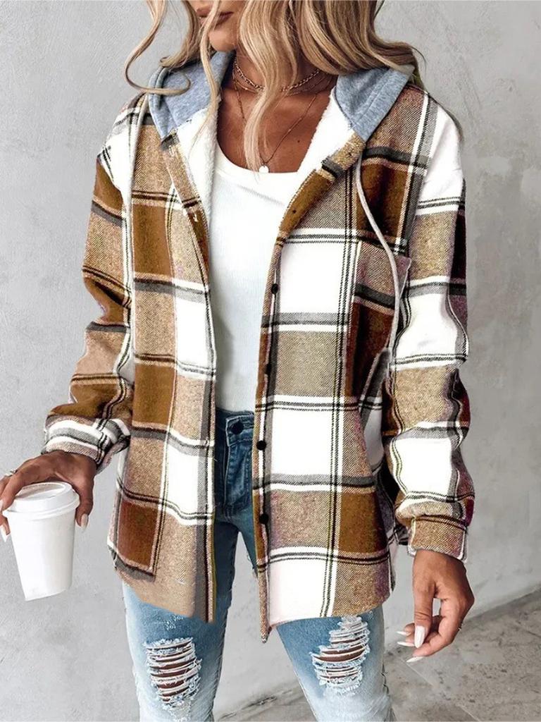 Casual Women's Large Checkered Coat Autumn Winter New Arrival