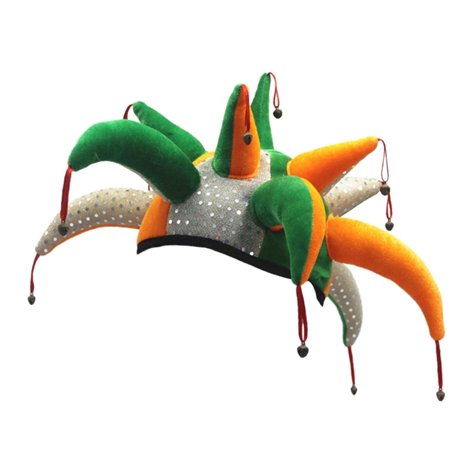 

Радужная цирковая клоунская шляпа в винтажном стиле, многозаостренная клоунская фетровая шляпа для рождественского косплея, клоунская шляпа, аксессуары для шоу