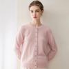 Damen-Cardigan aus reiner Kaschmirwolle - Rundhalsausschnitt, Uni, Locker geschnitten, Langarm-Pullover