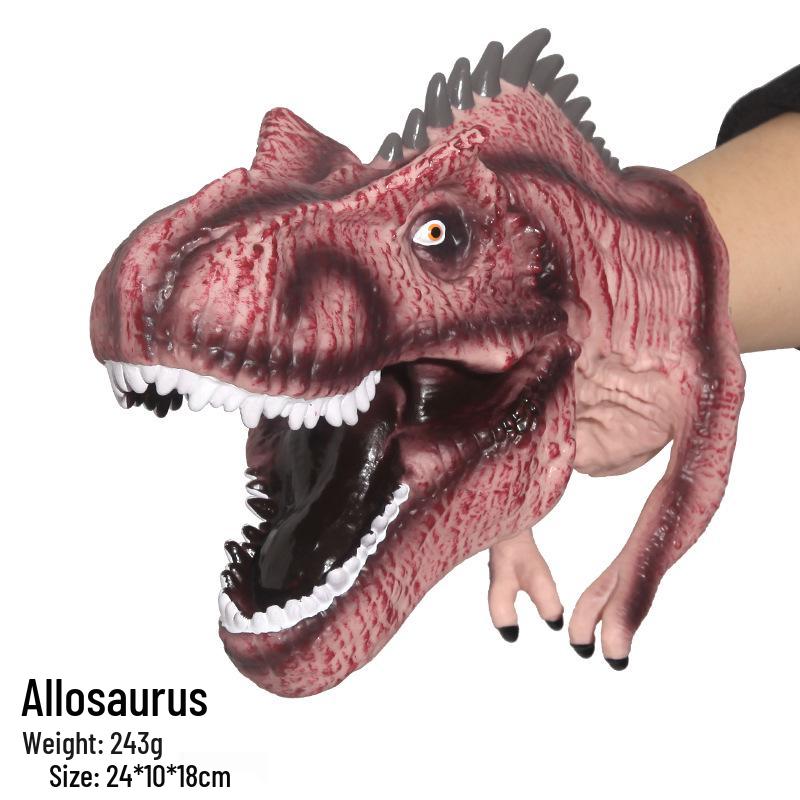 Children's Soft Rubber Dinosaur Hand Puppet - Triceratops & T-Rex Interactive Toy