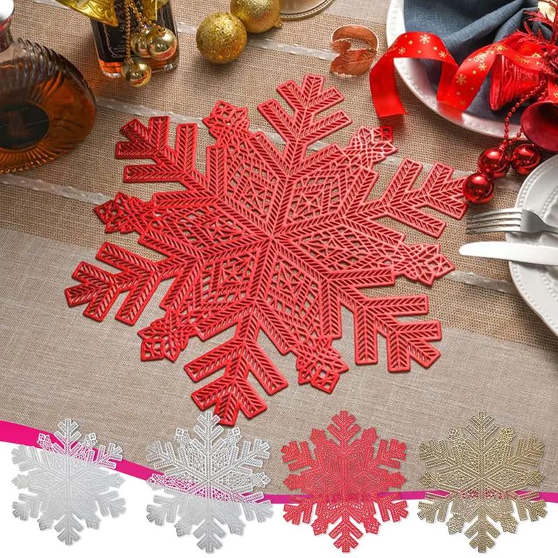 1PC Table Decorations Home Decor Stain Resistant Restaurant Decoration Thermal Insulation PVC Snowflake Meal Mat Party Supplies