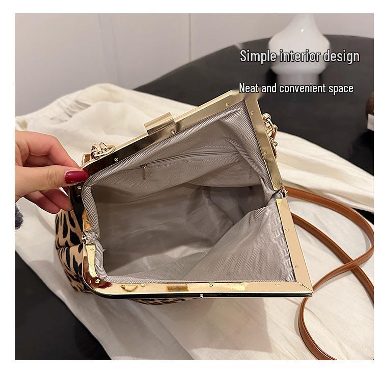 2025 Leopardenmuster Damen Mode Schultertasche mit dicker Kette - Europäischer & Amerikanischer Stil Trend