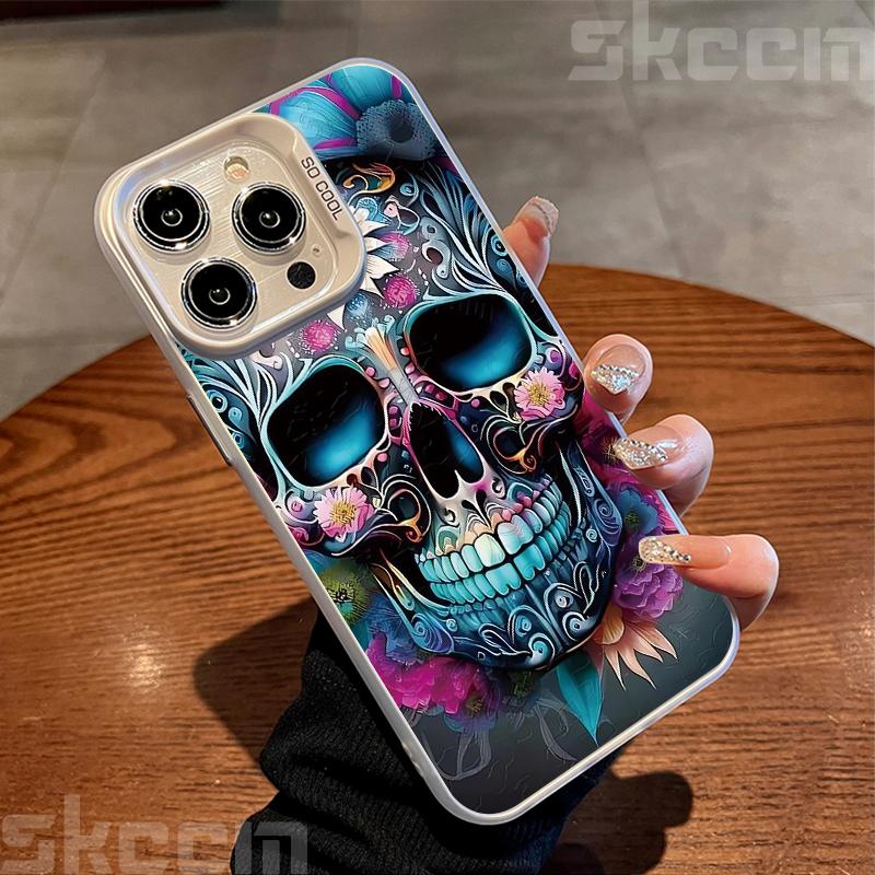 Halloween Colorful Skull Pumpkin Ghost Bat Pattern Phone Case For iPhone 17 16 Pro Max 15 Pro 14 13 12 11 7 8 Plus X XS XR Cover