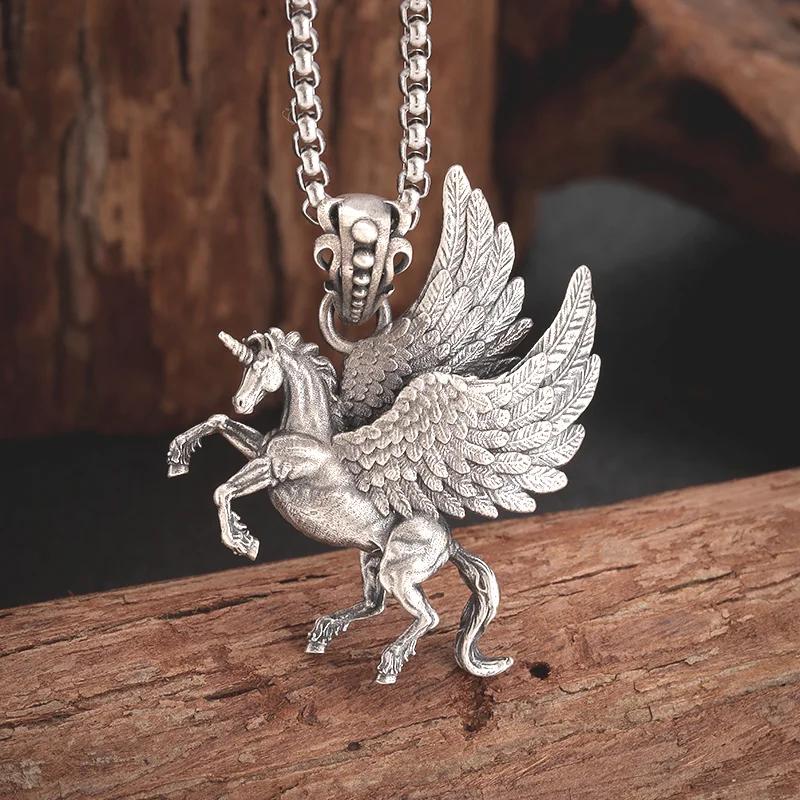 Collier avec pendentif ailes d'ange mystique gothique rétro pour hommes et femmes, bijoux tendance punk hip-hop, cadeau