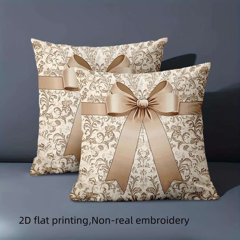 1 Pieces Elegant Patterned Pillows with Ribbon Bow Decor Polyester pillowcase, sofa decorative cushion cov Headboard Pillow