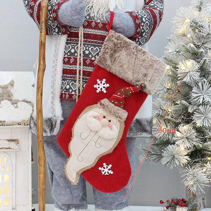 Christmas Stocking Large Plush Gift Sock Candy Bag Hanging Decoration Xmas Eve Party Home Decor