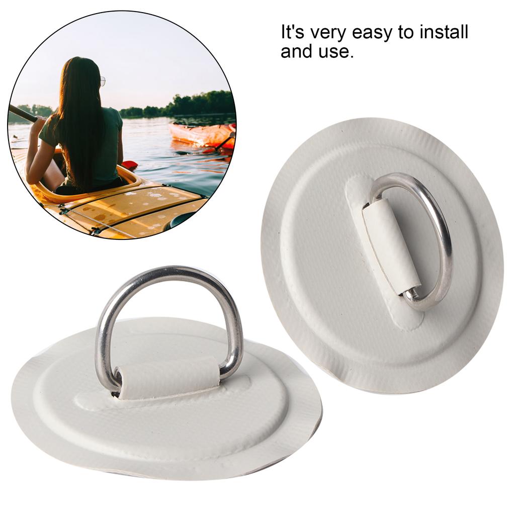 2pcs Inflatable Boat Kayak D Pad Patch PVC Marine Stainless Steel Fixed Buckle(Black )