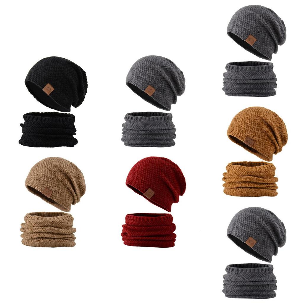 Touca de Inverno Masculina Tricotada com Cachecol de Pescoço para Atividades ao Ar Livre em Clima Frio