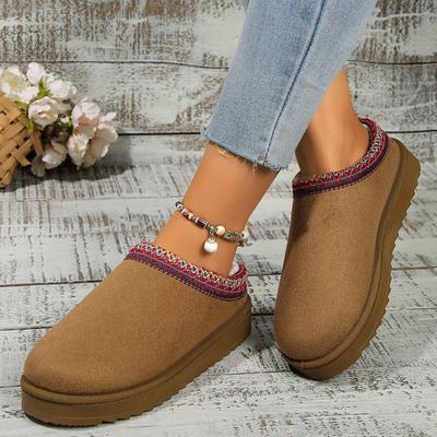 Snow Boots for Women  Winter Cashmere Warm Thick Soles Without Heel-covered Hair Half Slipper Cotton Shoes for Women