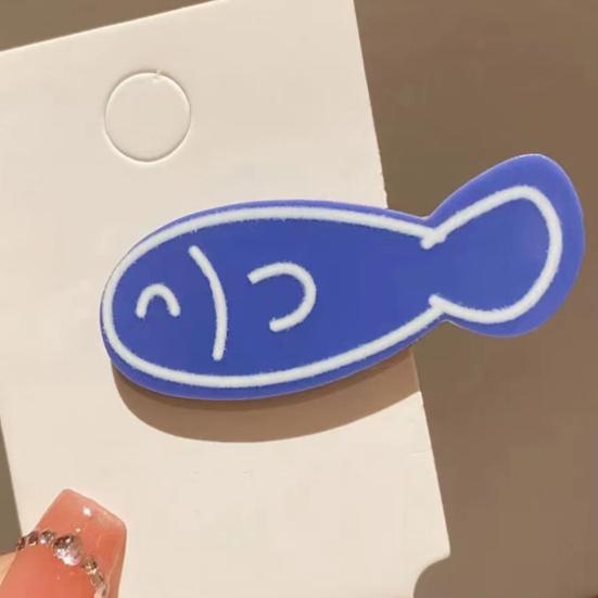 4Pcs Girl Hairpin Macaron Color Ocean Fish Shape Acrylic Hair Clips Smooth Rounded Edges Daily Styling Hair Accessory