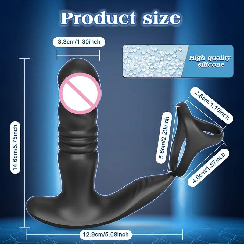 APP Control Thrusting Prostate Massager for Men Telescopic Anal Vibrator for Gay Butt Plug Cock Ring Adult Goods Sex Toy for Men