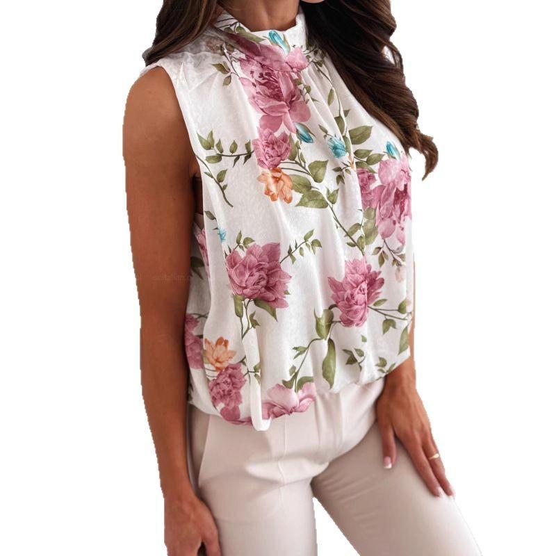 

Женская летняя новая футболка топ без рукавов с принтом на шнуровке L красный