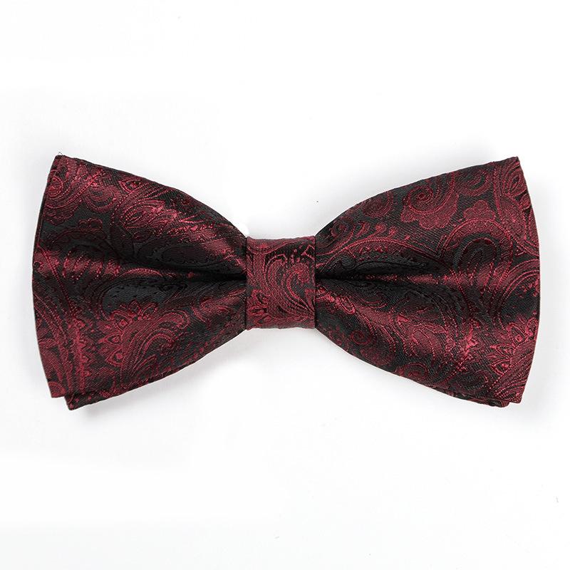 

Галстук-бабочка бордового цвета с строгим узором, двойной бант