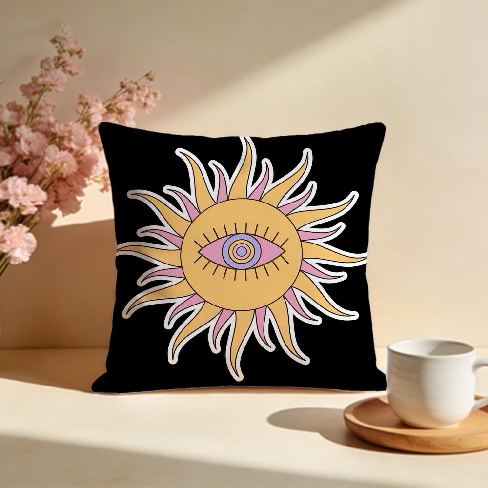 Radiant Sun Face Cushion Cover Soft Pillow Cases for Home Bedroom Living Room Sofa