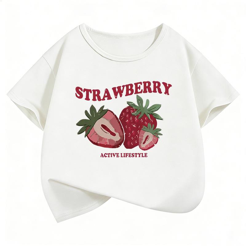 Y2k Strawberry Funny T Shirts 90s Short Sleeve Kids Childrens Tshirt Boys Girls Summer Spring Casual Top Tee Shirt