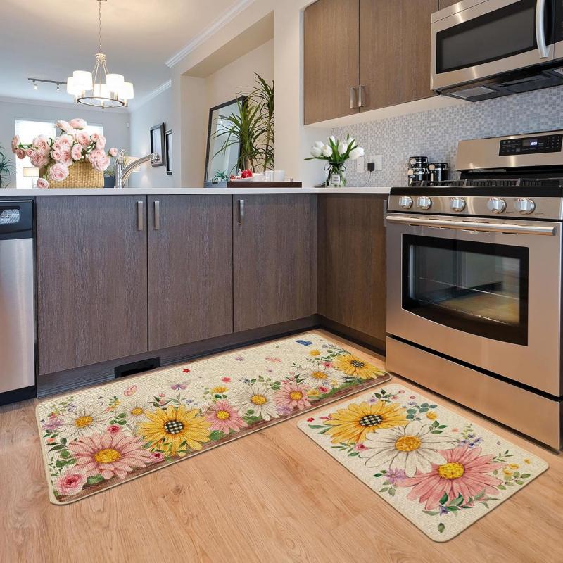 1/2pcs Spring Style Kitchen Non-Slip Carpet Bedroom Floor Mat Indoor Outdoor Entrance Door Mat Spring Summer Home Decorat