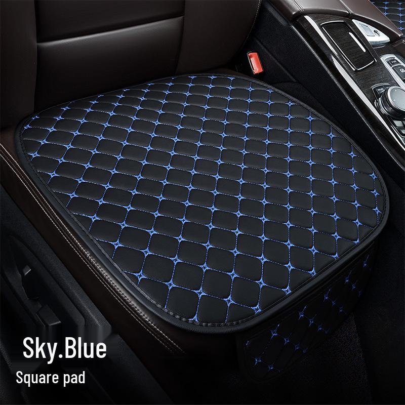 Universal Nappa Leather Car Seat Cushion: Star Embroidered, Backless, Non-Slip, Three-Piece Set