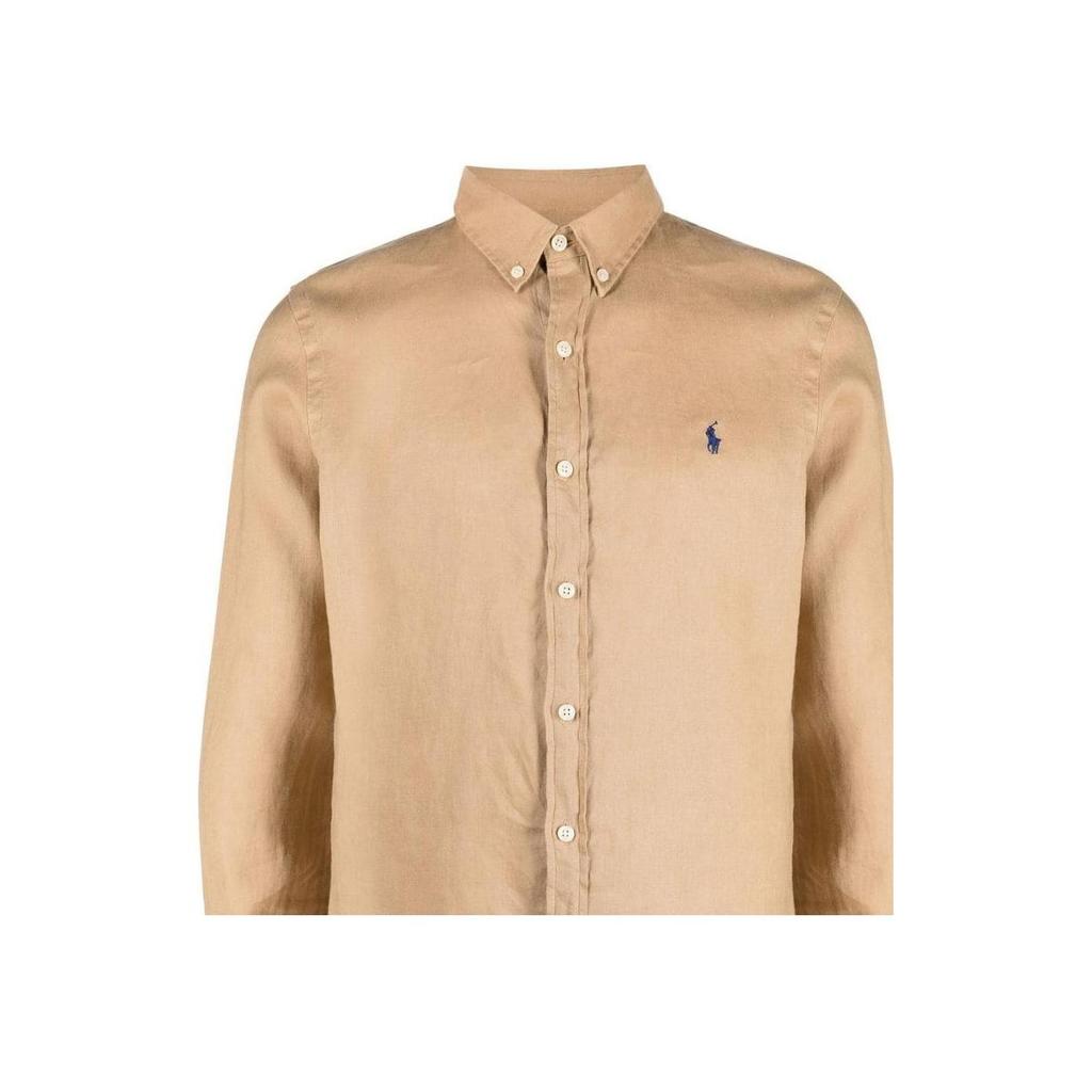 Polo Ralph Lauren Ss23 Embroidered Logo Long Sleeve Shirt Men Shirts Light-Brown 710829443-014