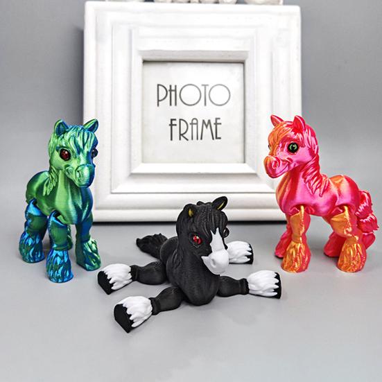 3D Printed Horse Toy Articulated Horse with Flexible Joints Stress Relief Desktop Pet Fidget Toy for Play And Display Kids Gift