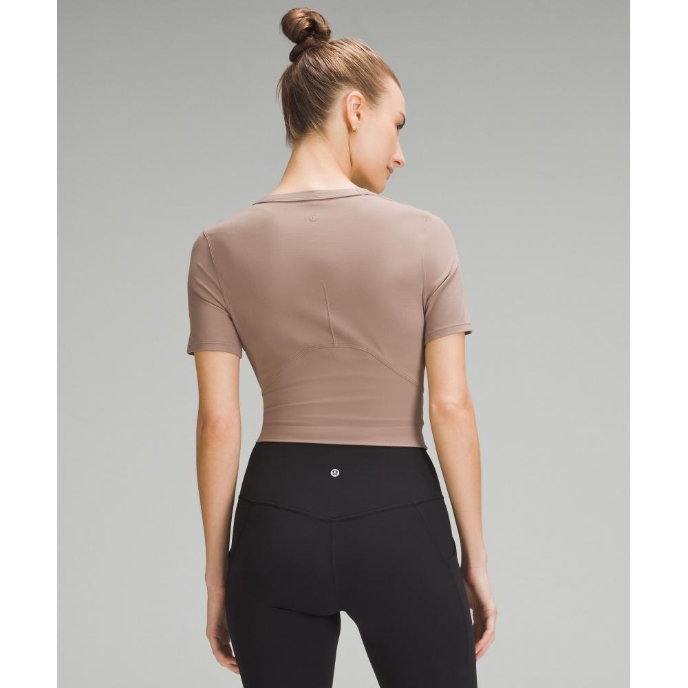 Lululemon Cropped Nulu Twist Hem Short Sleeve Shirt Taupetastic