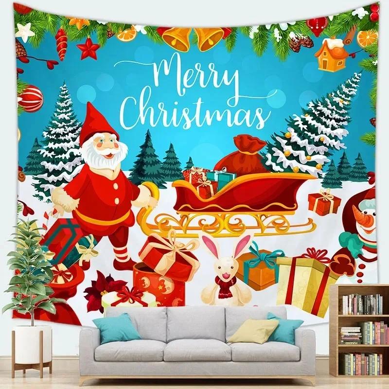 Arazzo con Motivo Natalizio Decorazione da Parete per Casa Camera da Letto Soggiorno Babbo Natale