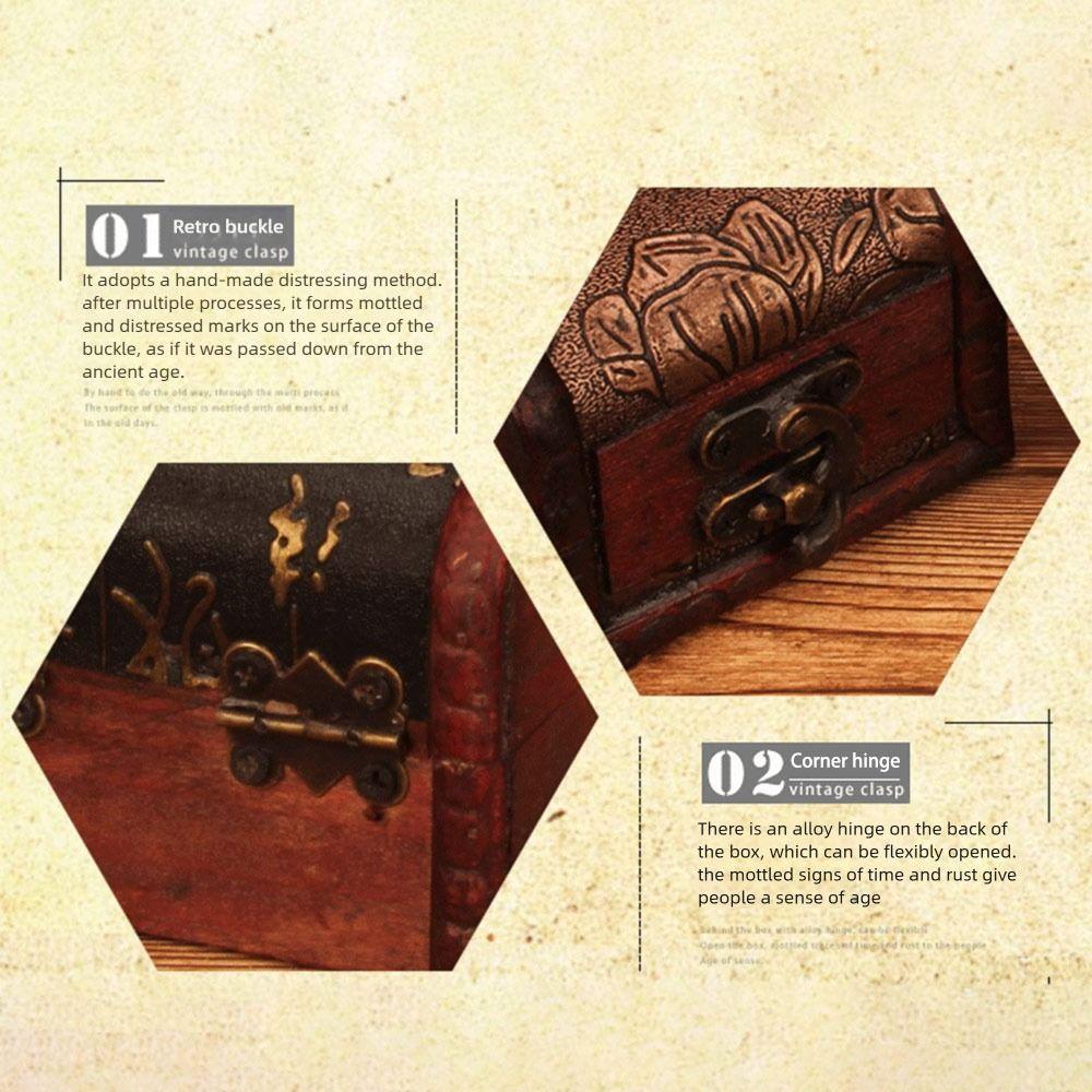 Retro Wood Storage Box Chinese Style Treasure Box Vintage Vintage Mini Box Home Decoration