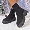 Women Short Boots Outdoor Autumn Winter Shoes for Women Luxury Ankle Boots Women Comfortable Knitting Platform Boots