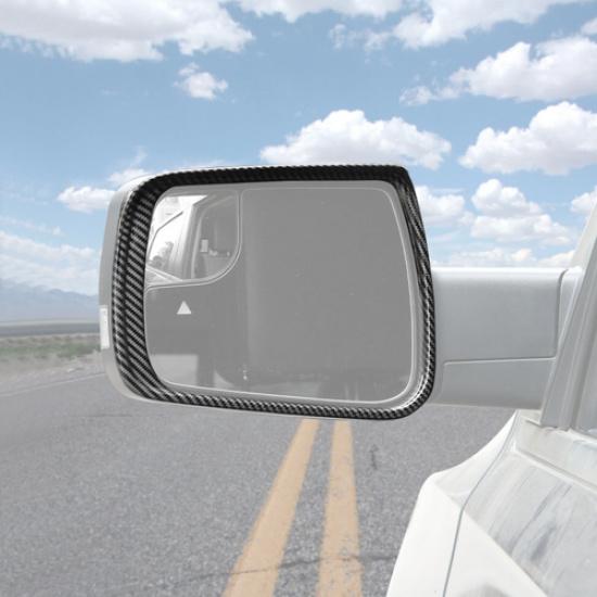 For Dodge Ram 1500 19-25 Carbon Rearview Mirror Rain Eyebrow Guard Trim Frame 2P