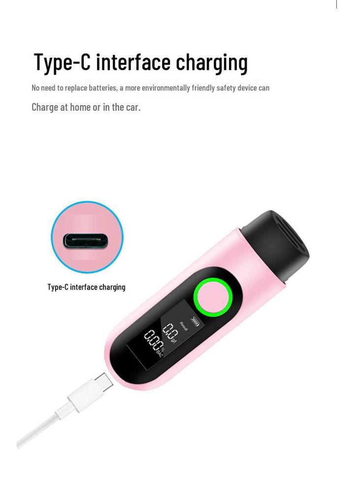 USB-Powered AT-008 Portable Breathalyzer Detector