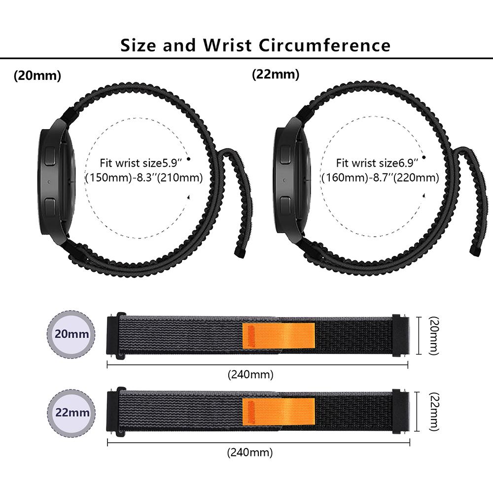 KALEBOL KLB-YJNLHH-001 For Samsung Galaxy Watch6/Watch6 Classic Nylon Straps 20mm Watch Band Loop Fastener