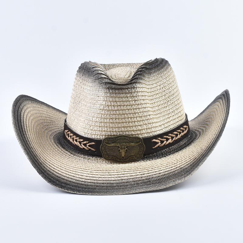 Panama Jazz Strohhut für Damen Herren Sommer Western Stil Strand Cowboyhut Faltbar Winddicht Seil UV Sonnenschutzhut