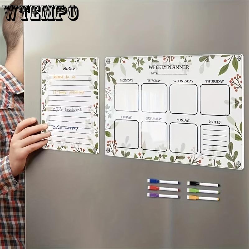 2pcs Acrylic magnetic calendar blackboard forest animals flowers plant pattern daily weekly monthly planner refrigerator magnet dry erase board
