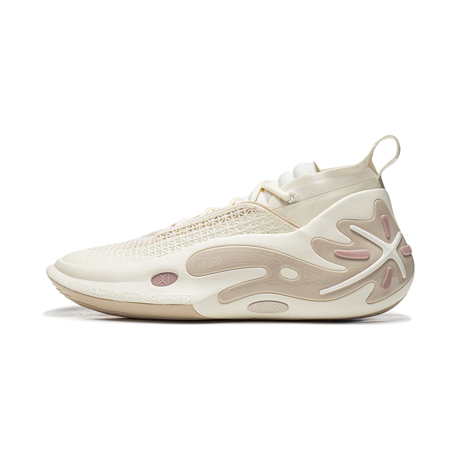 

LiNing Wow11 Амортизирующие, Нескользящие, Износостойкие, Легкие, Баскетбольные кроссовки средней высоты для мужчин, Экрю 39.5