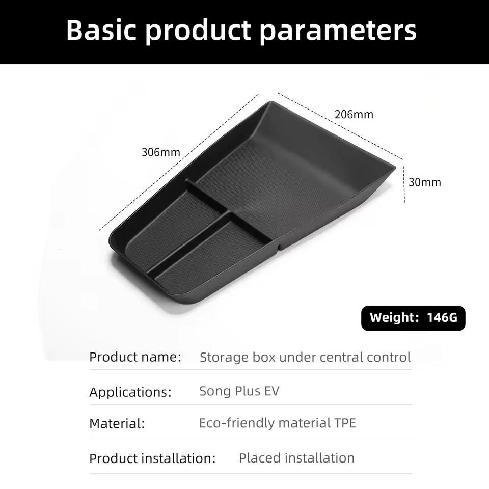 Für BYD Song Plus 2025-2025 Mittelkonsole Unteres Ablagefach Autoablage TPE Organizer Autoinnenausstattung