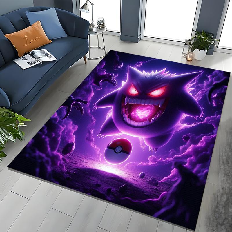 Potdemiel Pokemon Cards Gengar Area Rugs Carpet For Living Room Home Decoration Children's Crawling Living Room Game Floor Mat